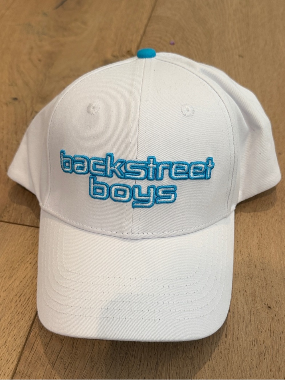 Backstreet Boys White Baseball Cap with Teal Embroidery